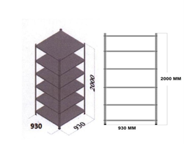 (93x93) 6 Raflı Portatif Çelik Raf Sistemi