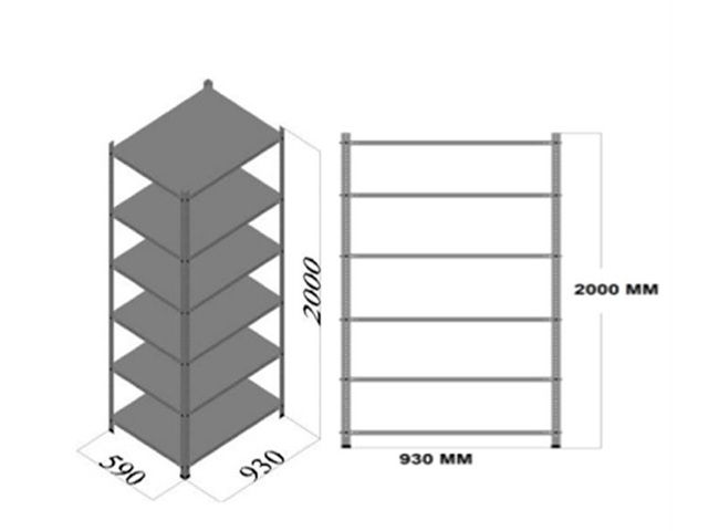 (93x59) 6 Raflı Portatif Çelik Raf Sistemi
